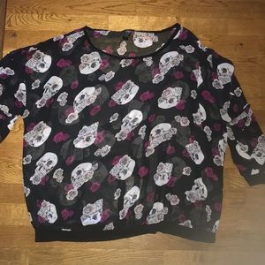 Sheer black skull/rose top!